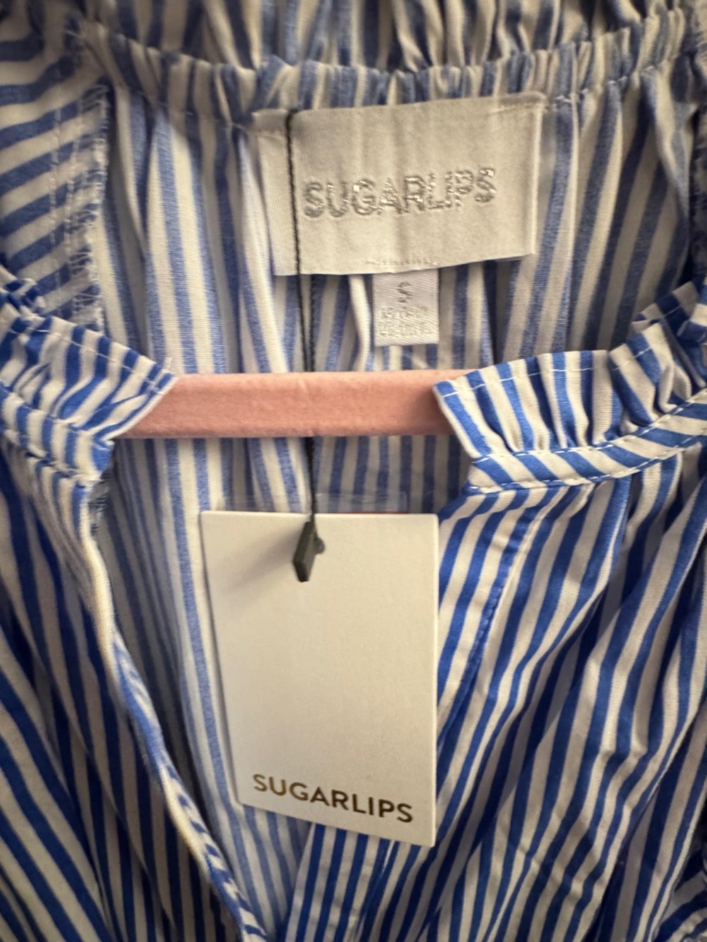 Sugarlips Blue and White Striped Midi Dress NWOT Coastal Preppy Classic Cotton - Picture 8 of 14